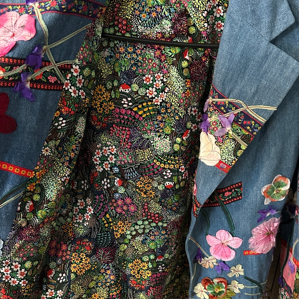 Vintage 70s Floral Patchwork blazer ABOVE THE CROWD excellent condition - Picture 3 of 3